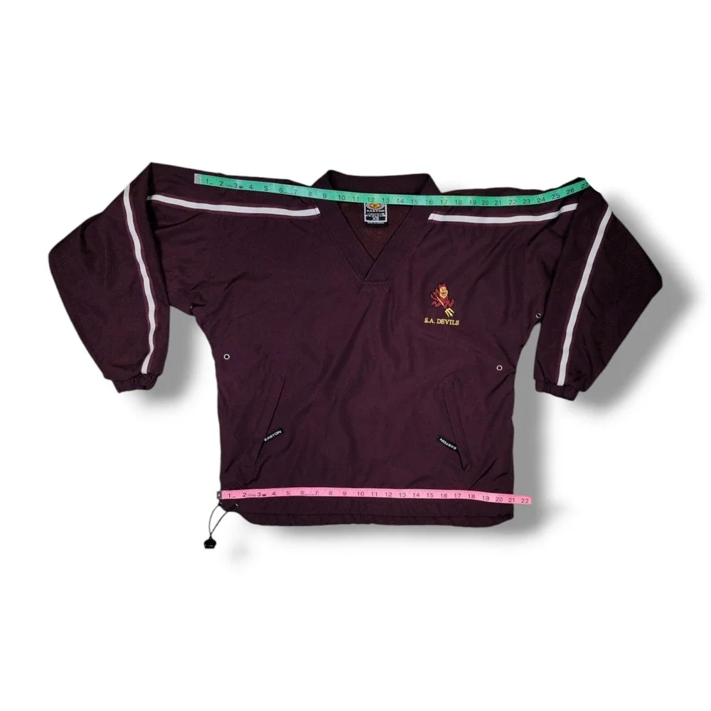 VTG Easton‎ S.A. Devils Pullover Vented Mesh Lined Maroon Windbreaker Size XS